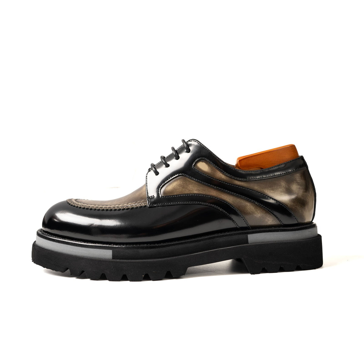 Two-Tone Calfskin Derby with Lug Sole