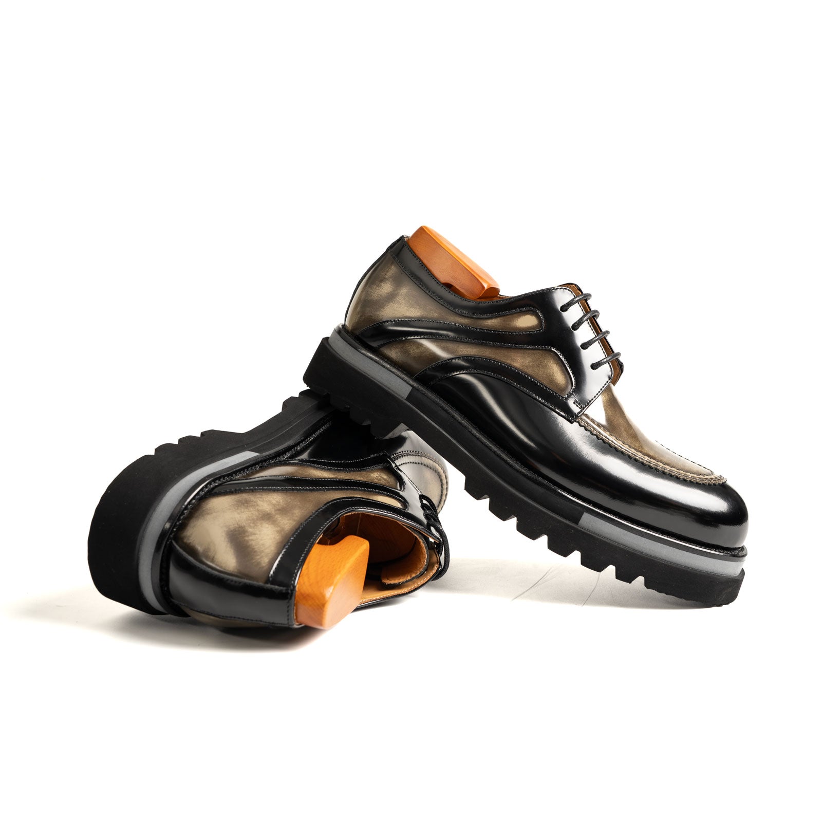 Two-Tone Calfskin Derby with Lug Sole