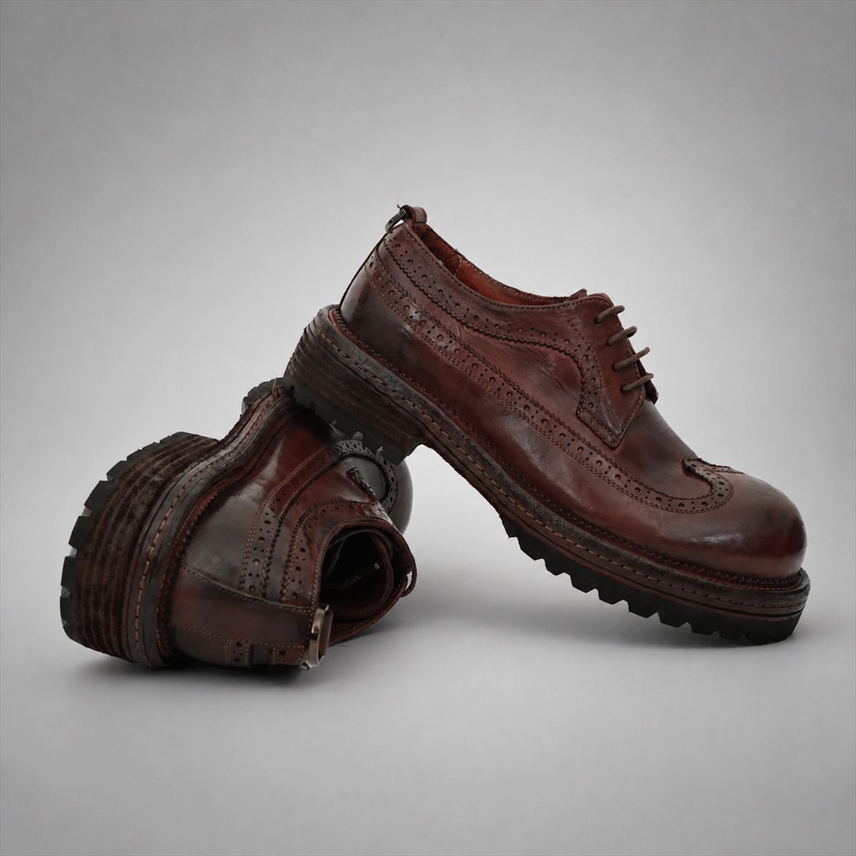 VanPasch Wellington Longwing Derby in Coffee Brown Leather