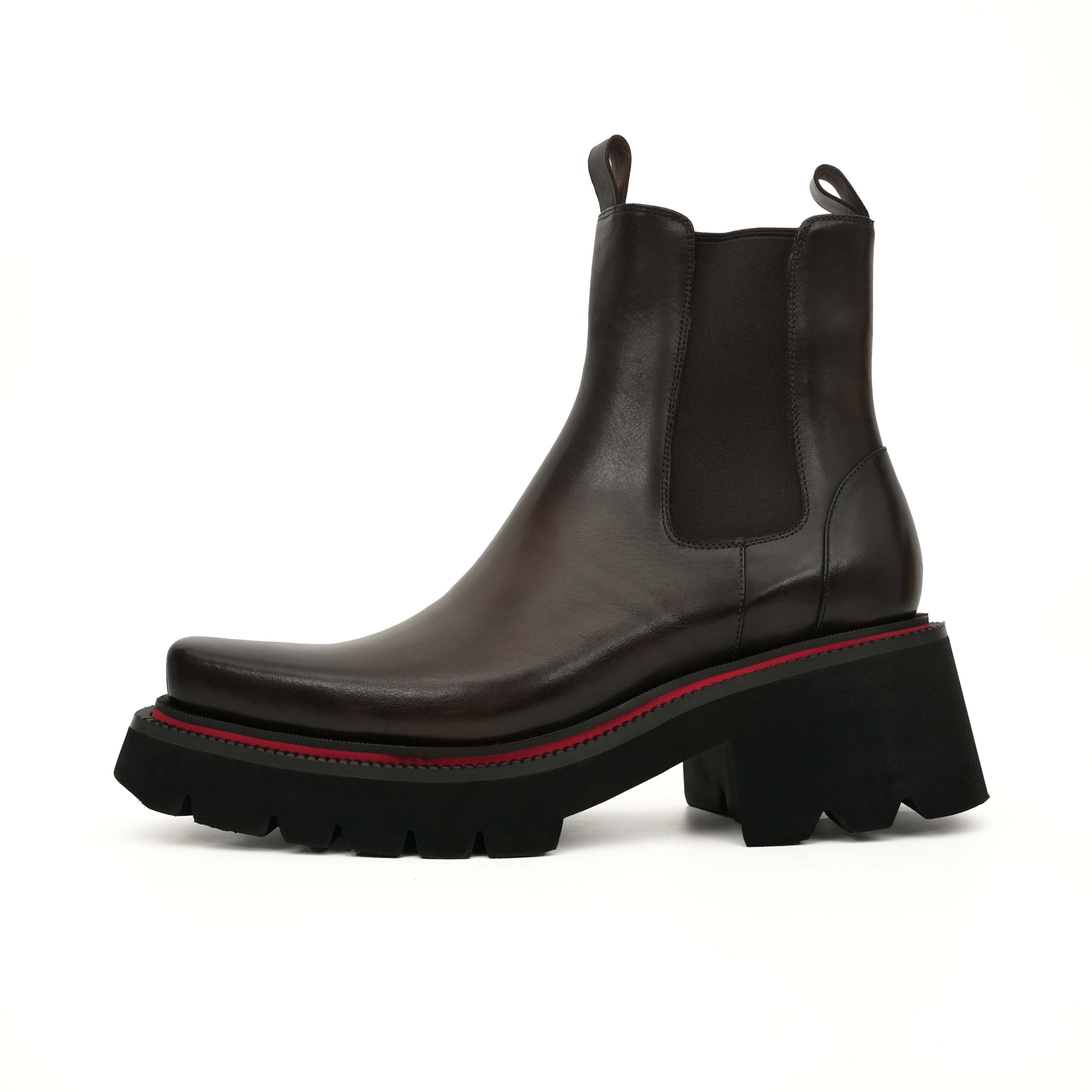 Brown Calf Chelsea Platform Boots