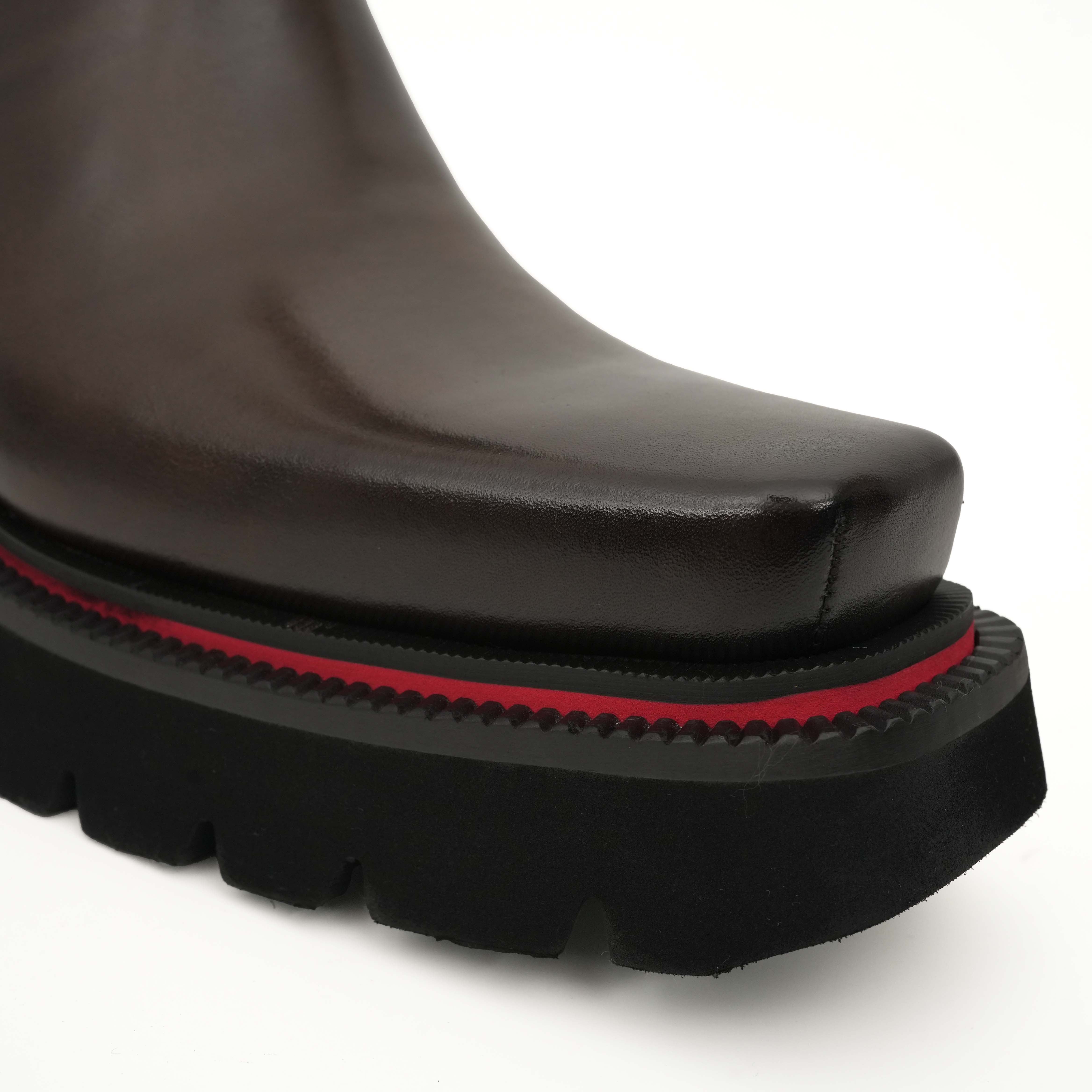Brown Calf Chelsea Platform Boots