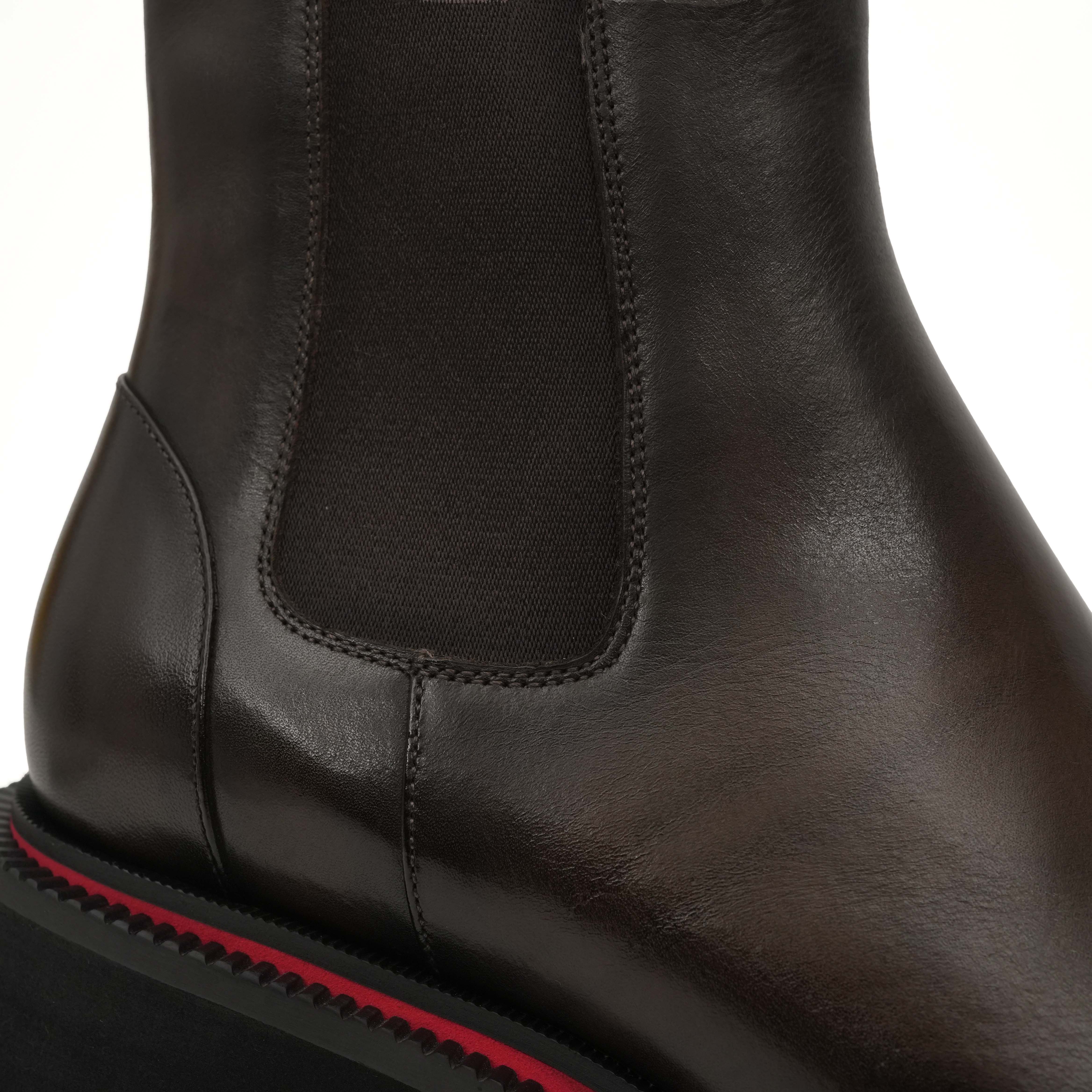 Brown Calf Chelsea Platform Boots