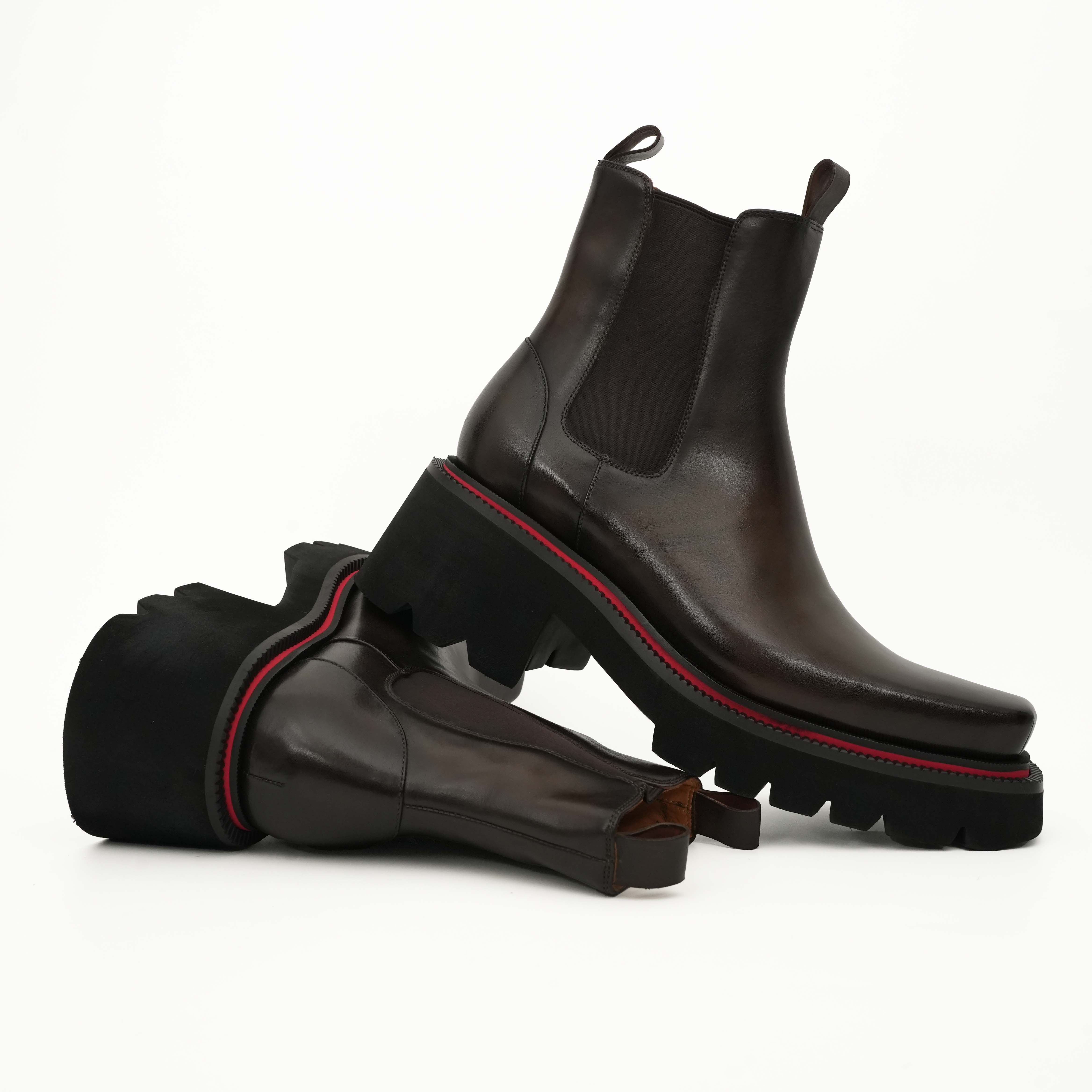 Brown Calf Chelsea Platform Boots