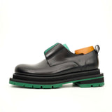 Black Blue Lug Sole Derby Shoes