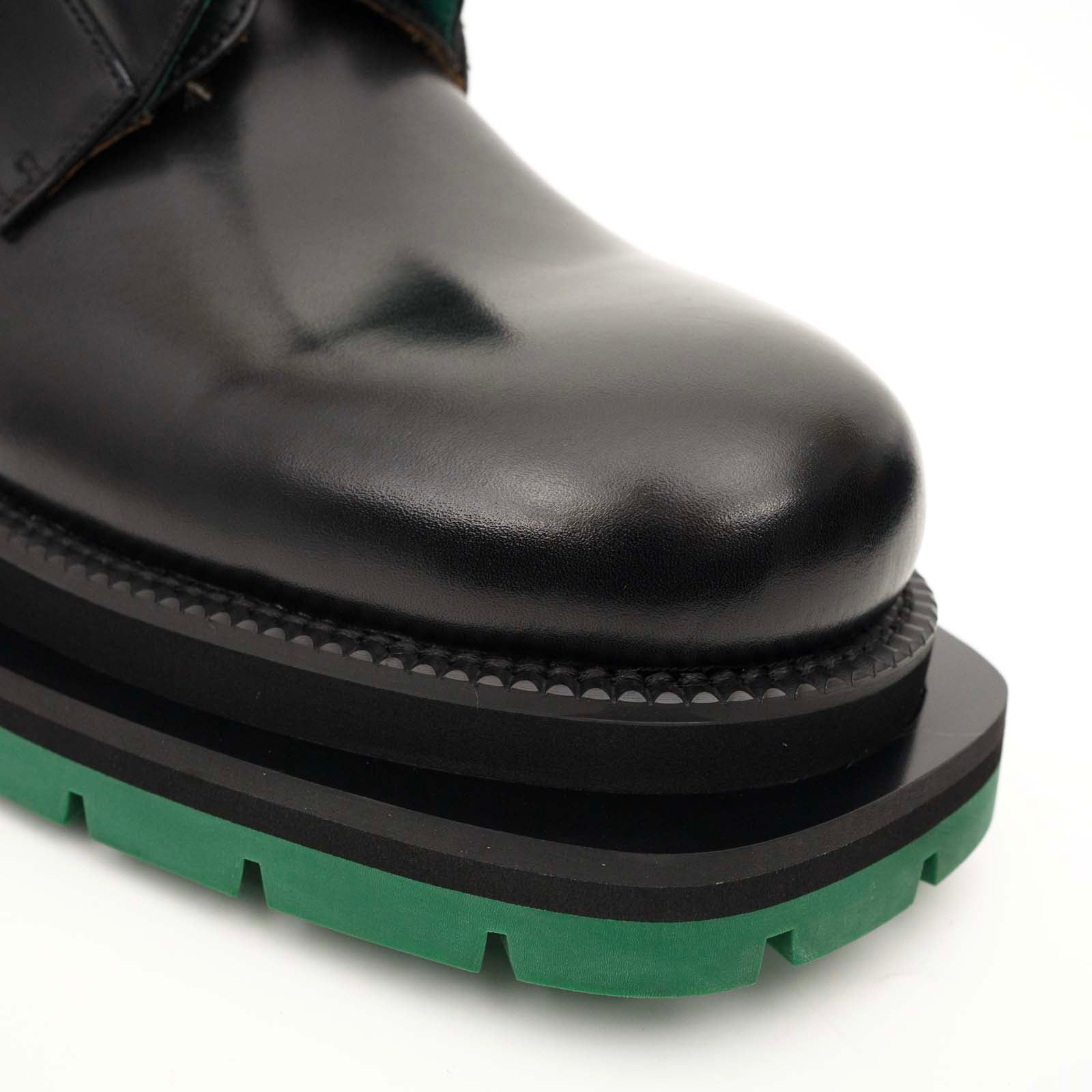Black Blue Lug Sole Derby Shoes