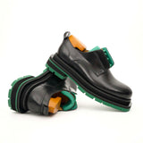 Black Blue Lug Sole Derby Shoes