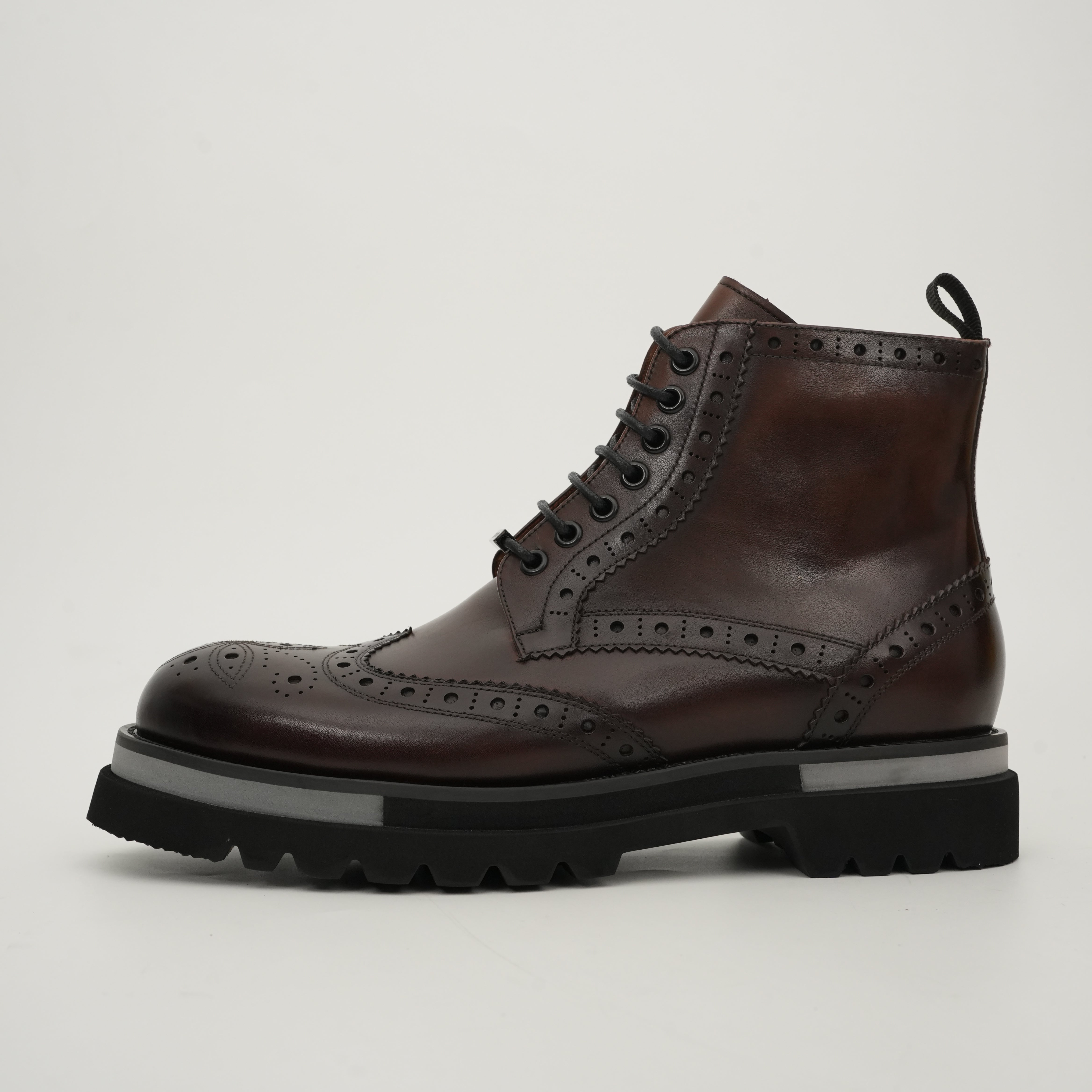 Cognac Brogue Lace-Up Ankle Boots