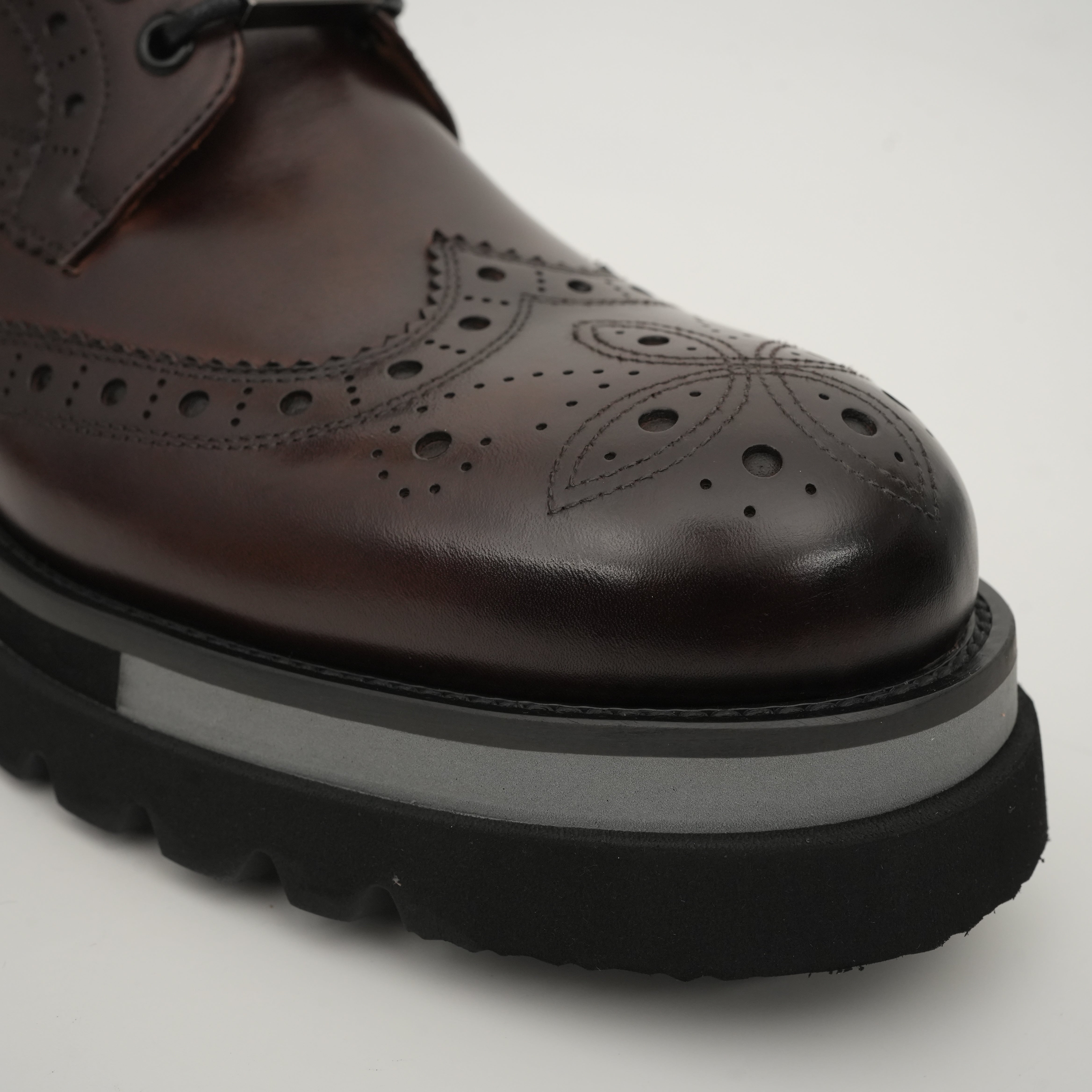 Cognac Brogue Lace-Up Ankle Boots
