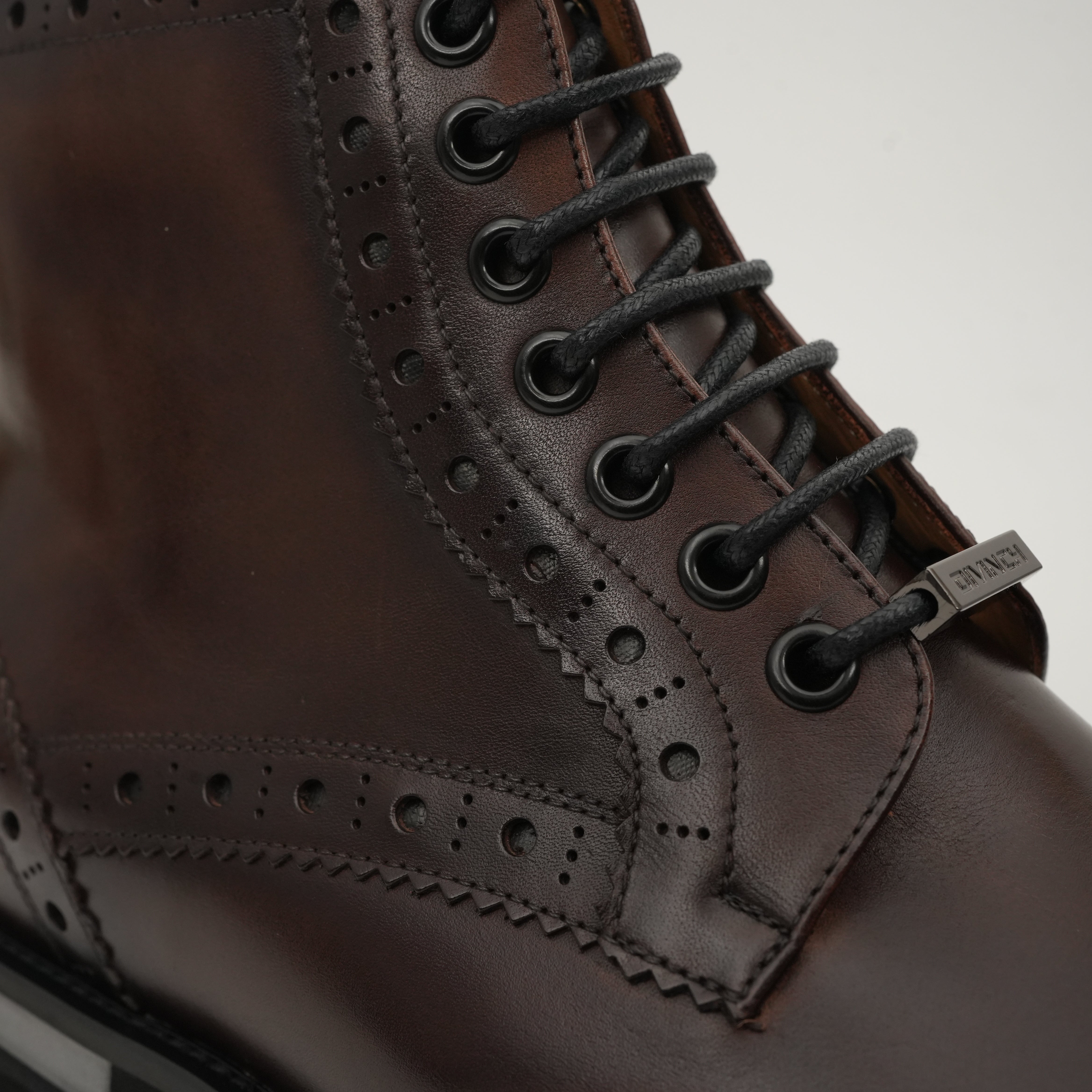 Cognac Brogue Lace-Up Ankle Boots