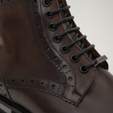 Cognac Brogue Lace-Up Ankle Boots