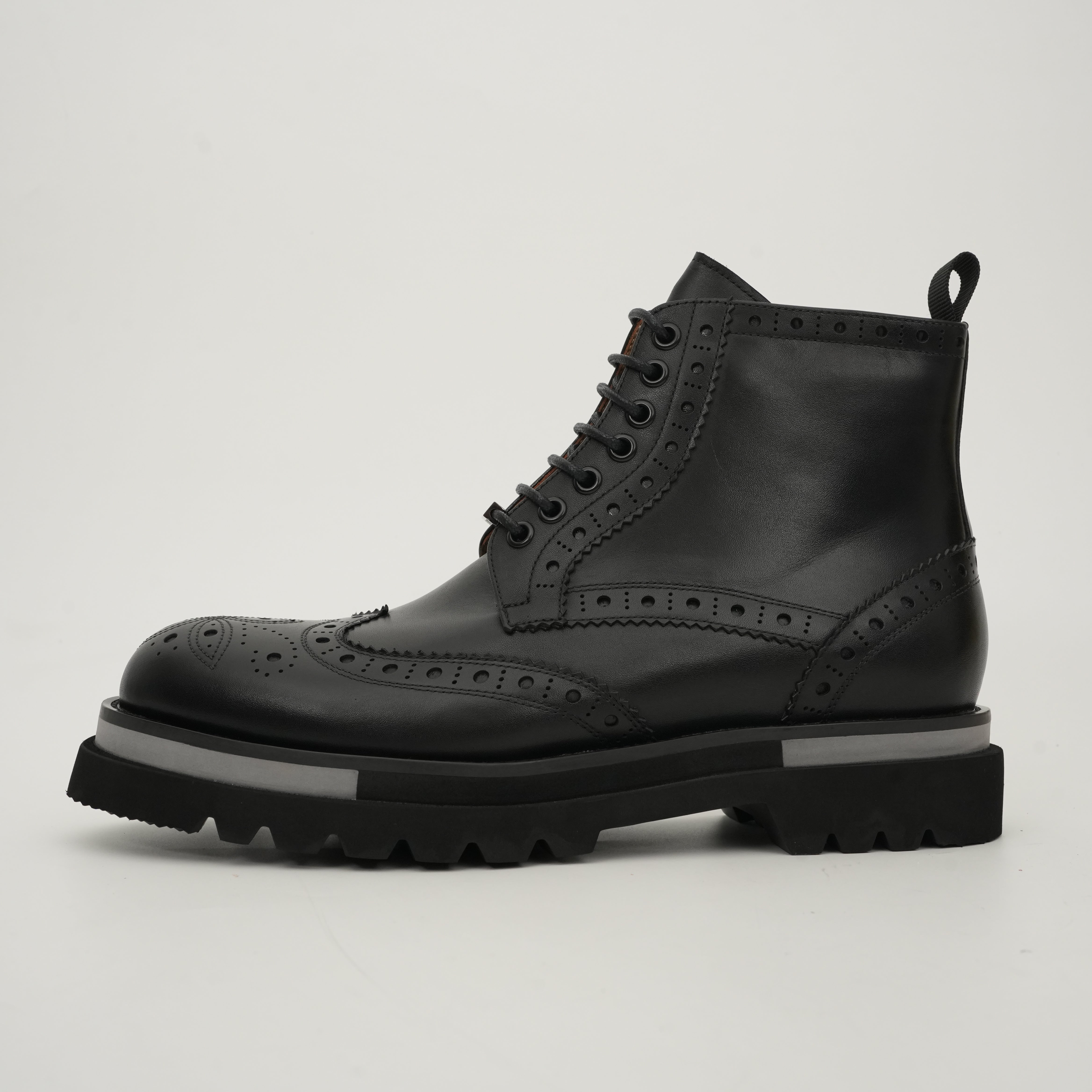 Cognac Brogue Lace-Up Ankle Boots