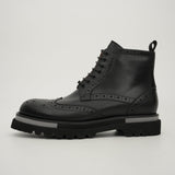 Cognac Brogue Lace-Up Ankle Boots