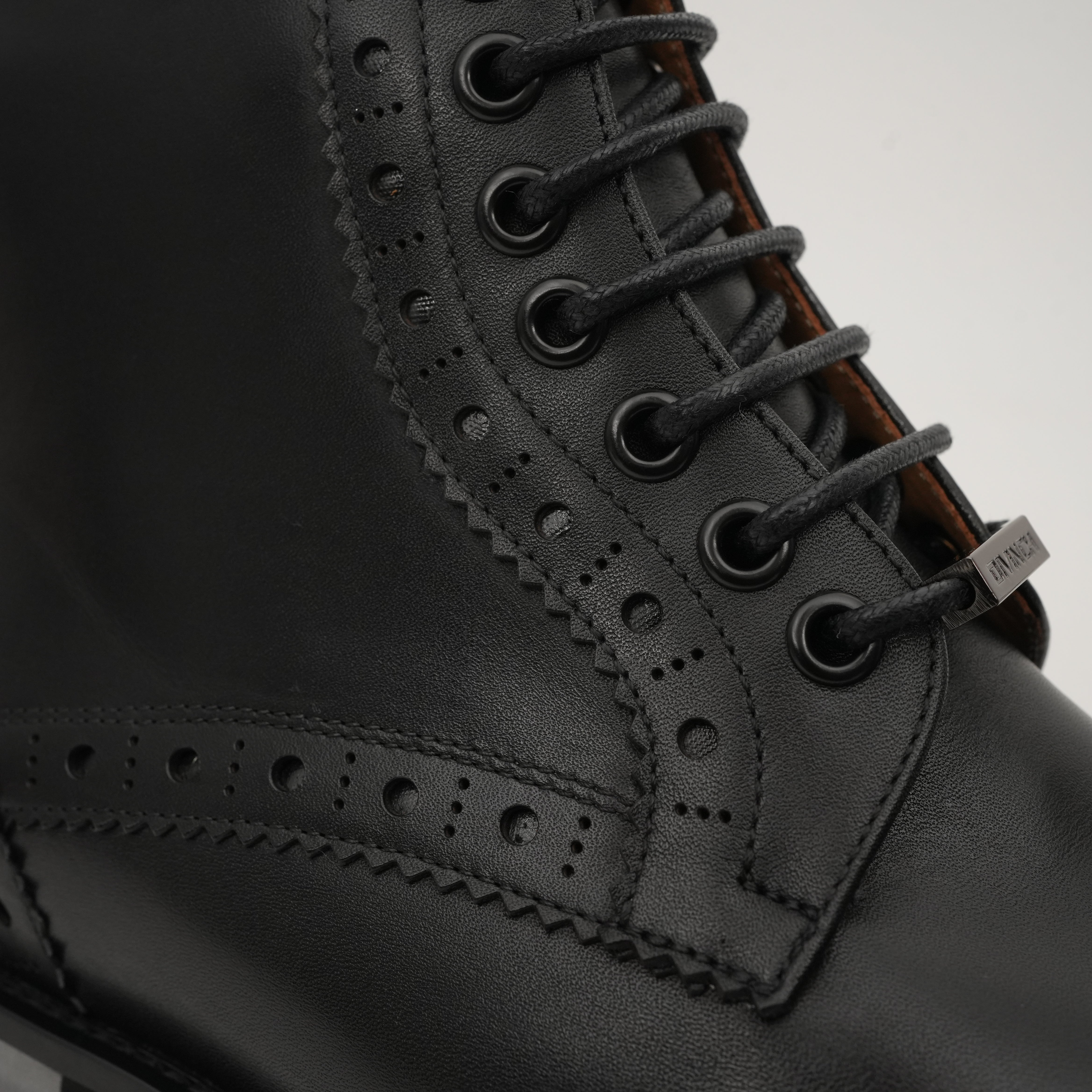 Cognac Brogue Lace-Up Ankle Boots