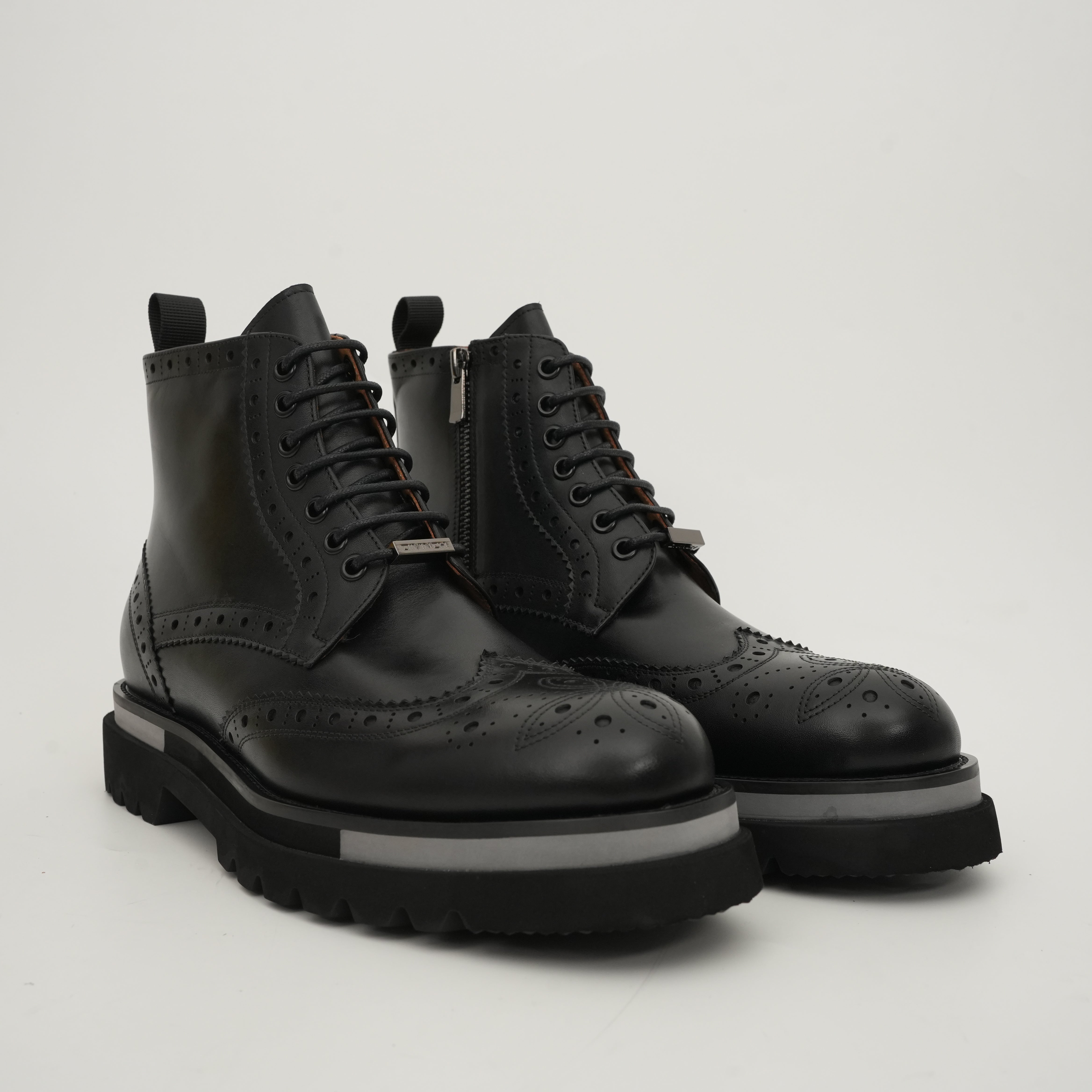 Cognac Brogue Lace-Up Ankle Boots