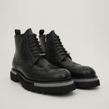 Cognac Brogue Lace-Up Ankle Boots