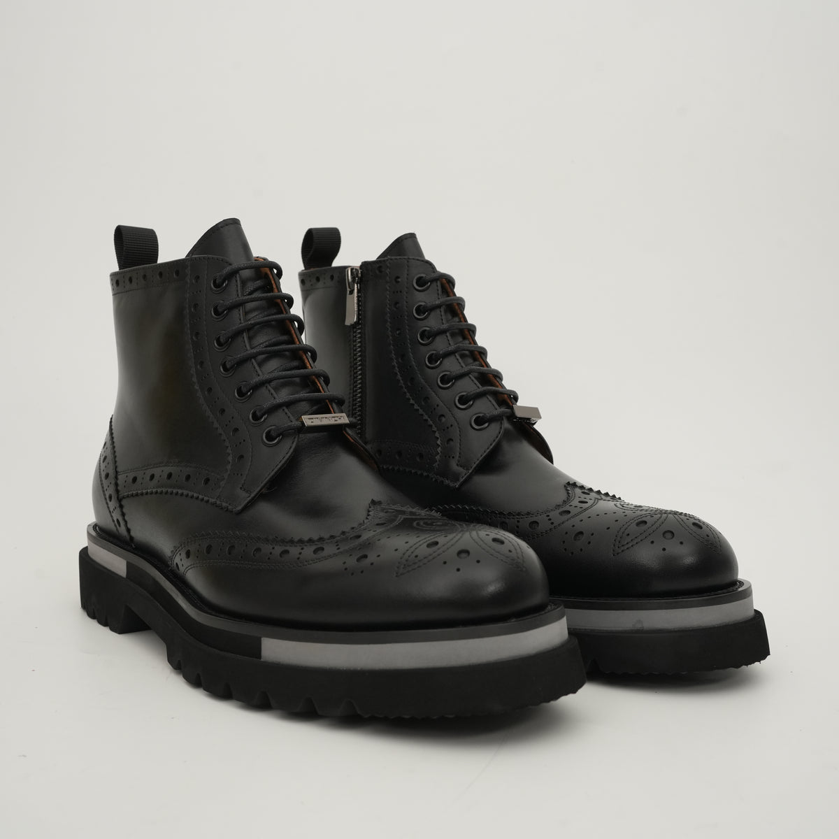 Cognac Brogue Lace-Up Ankle Boots