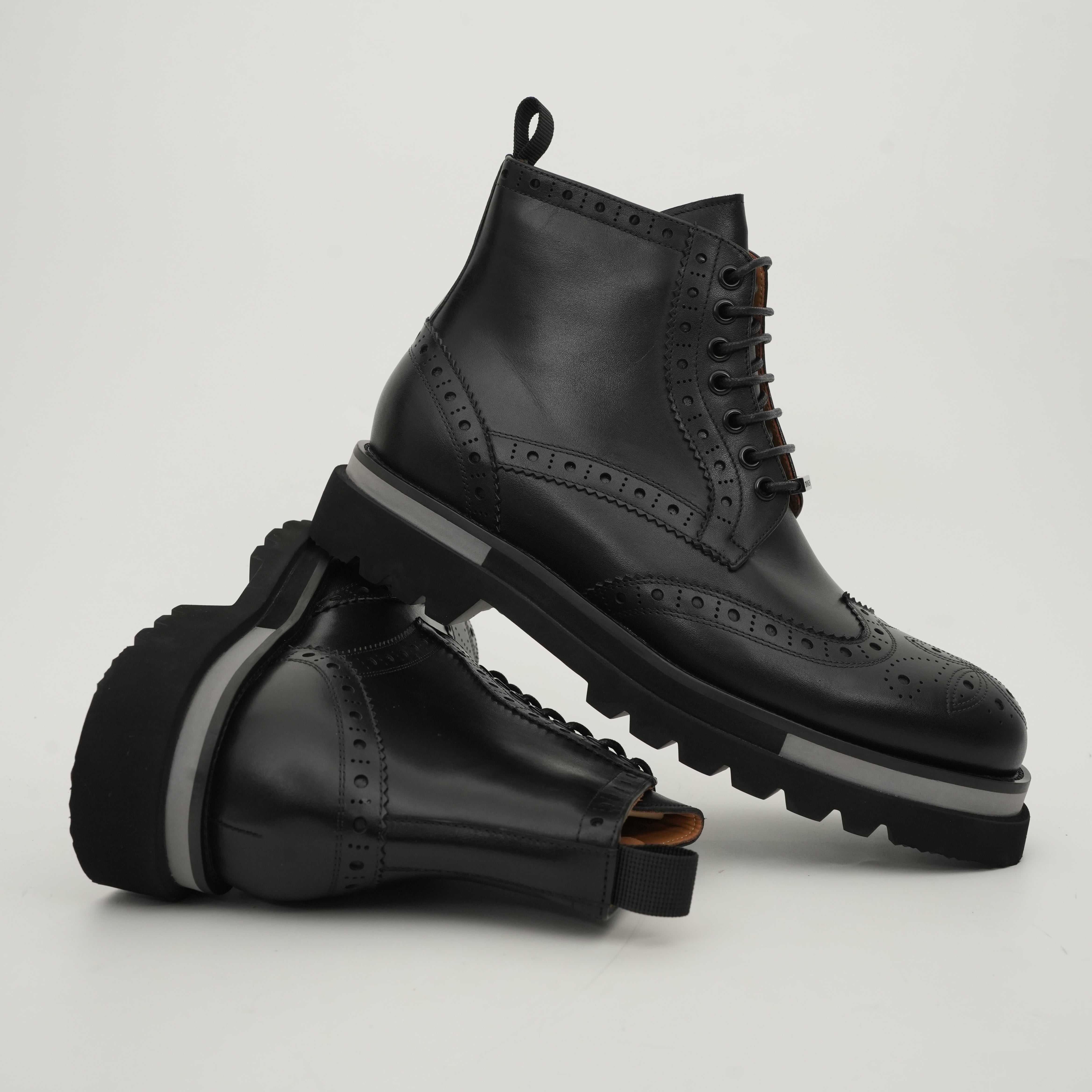 Cognac Brogue Lace-Up Ankle Boots