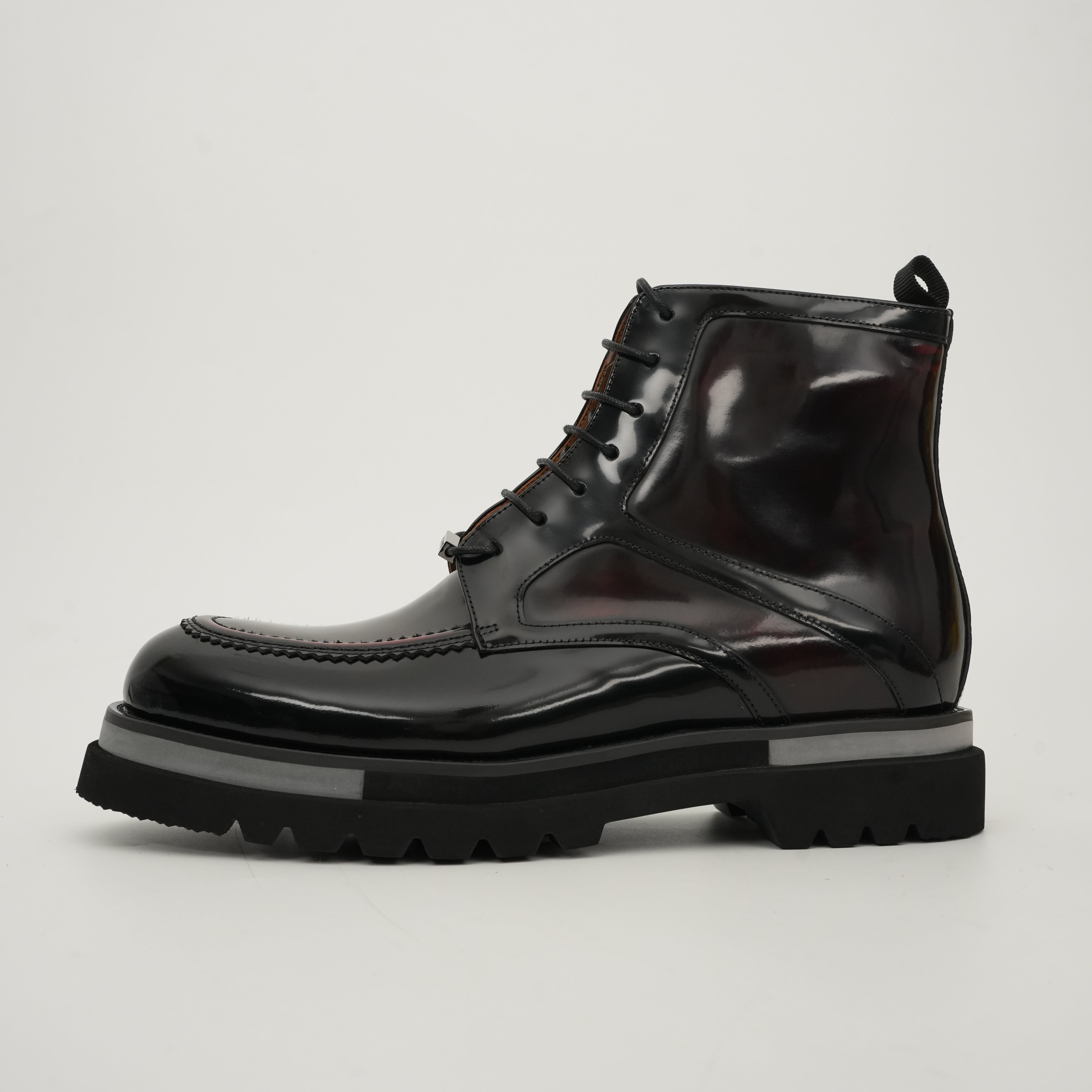 Black & Gold Patina Lace-Up Boots