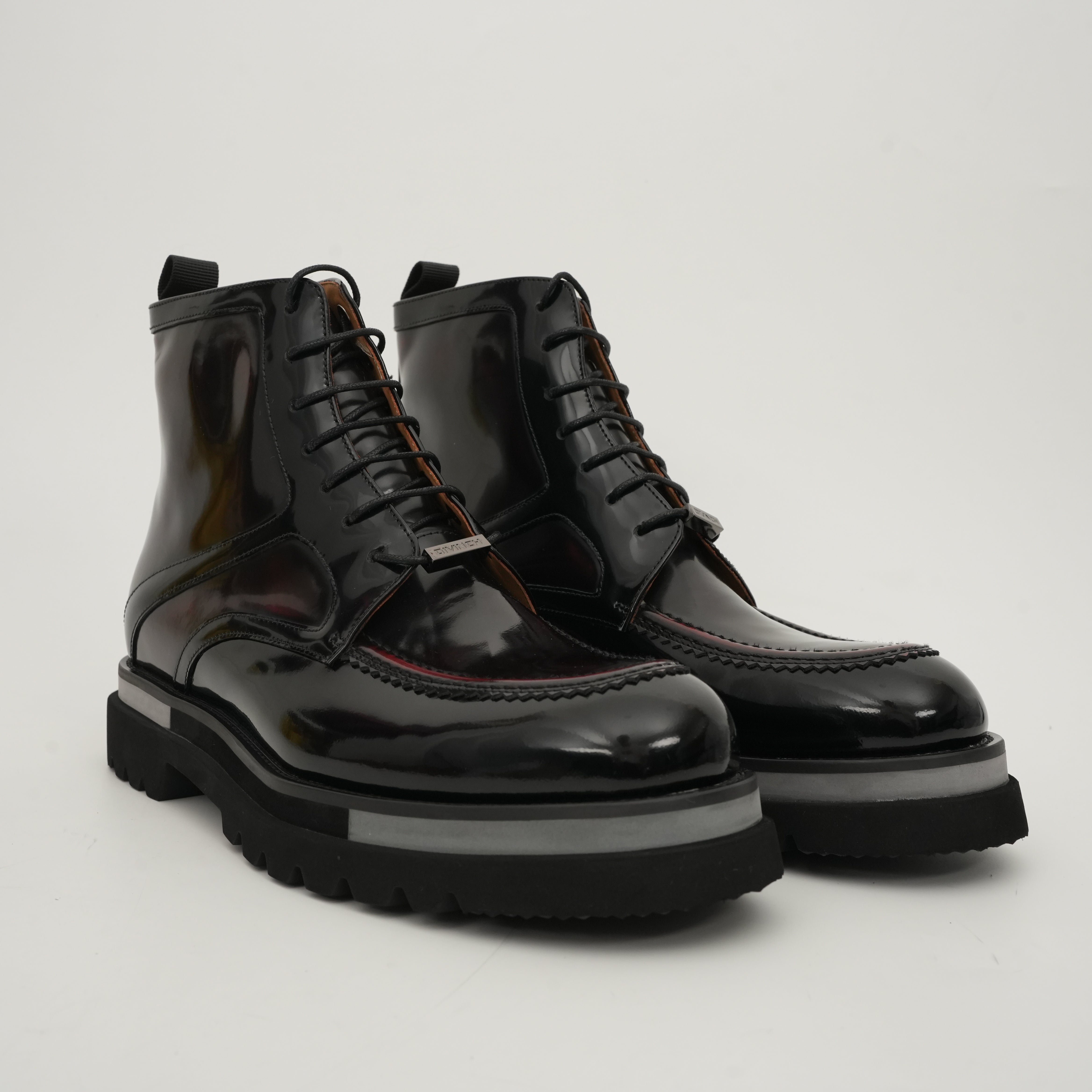 Black & Gold Patina Lace-Up Boots