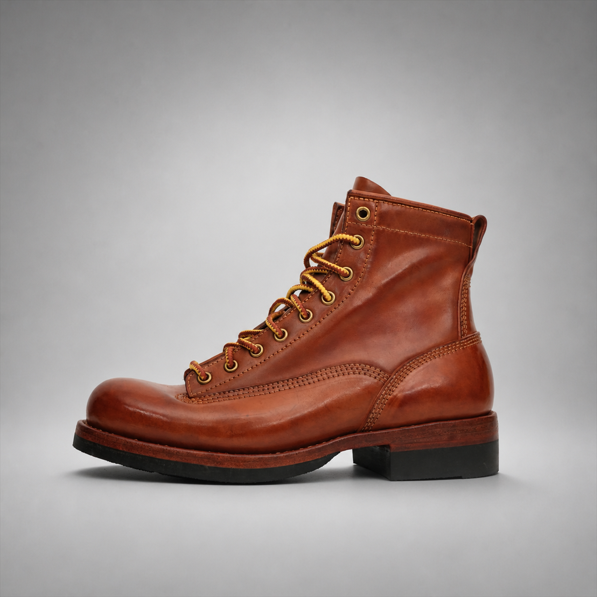 VanPasch Outrider Plain-Toe Service Boot in Brown Horse Leather, side view