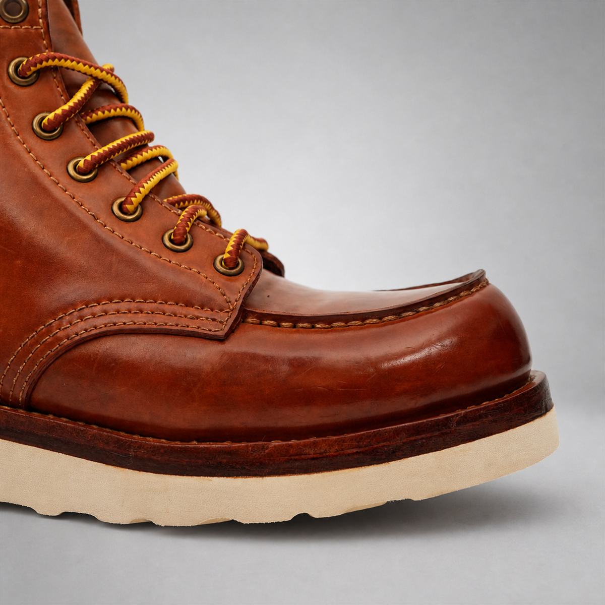VanPasch Railman Moc-Toe Wedge Boot in Brown Horse Leather