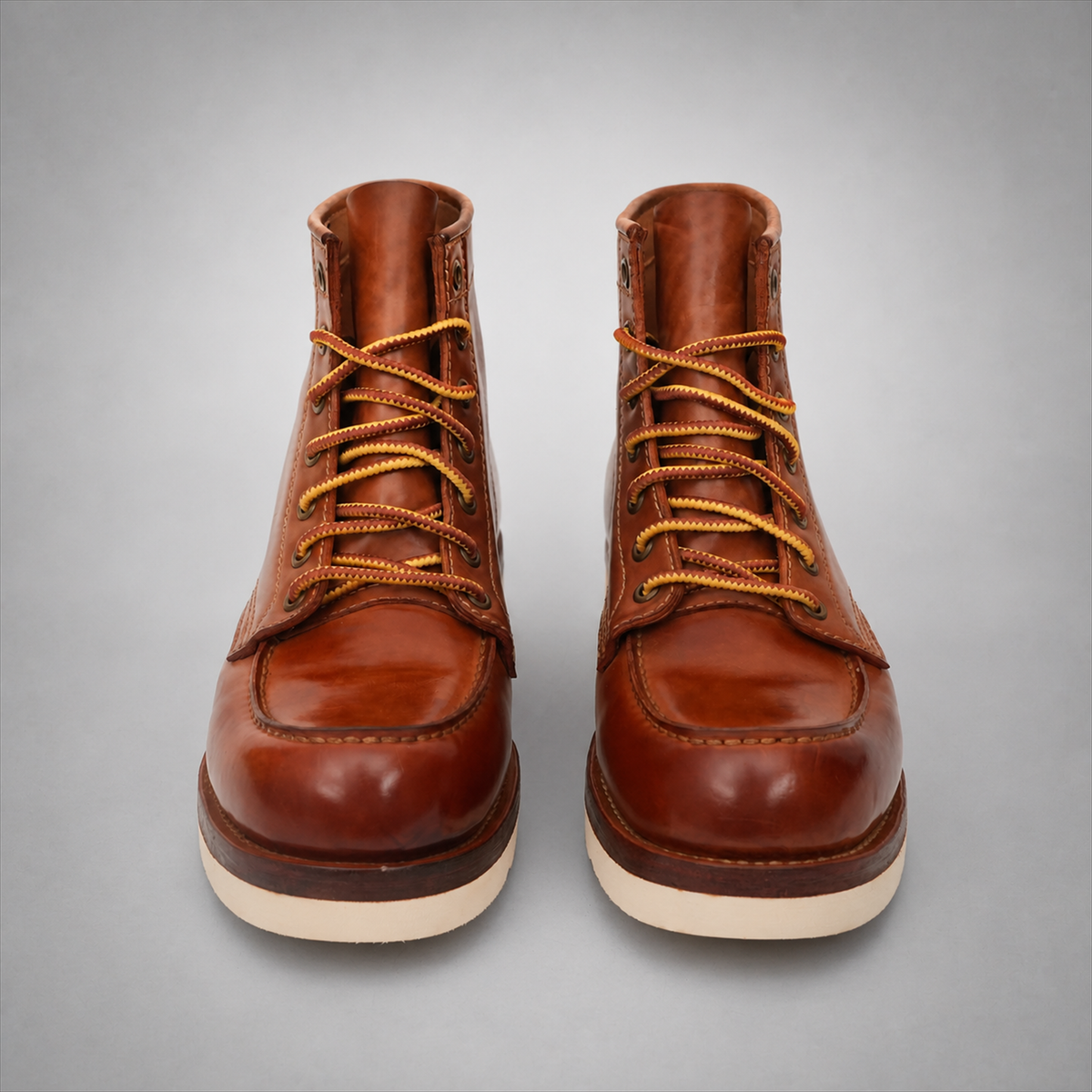 VanPasch Railman Moc-Toe Wedge Boot in Brown Horse Leather
