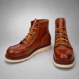 VanPasch Railman Moc-Toe Wedge Boot in Brown Horse Leather