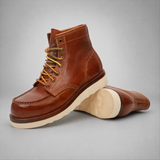 VanPasch Railman Moc-Toe Wedge Boot in Brown Horse Leather