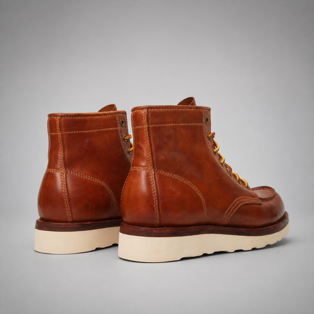 VanPasch Railman Moc-Toe Wedge Boot in Brown Horse Leather