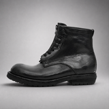 VanPasch Atlas Plain-Toe Service Boot in Black Leather, side view