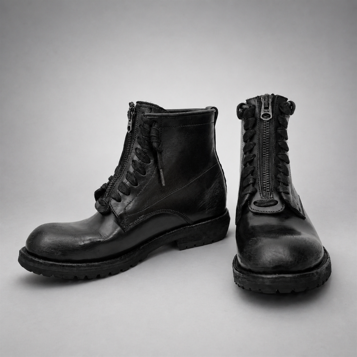 VanPasch Atlas Plain-Toe Service Boot in Black Leather