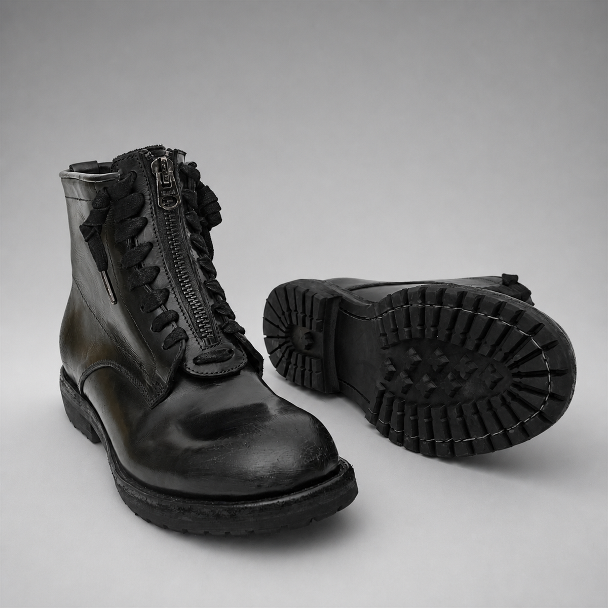 VanPasch Atlas Plain-Toe Service Boot in Black Leather