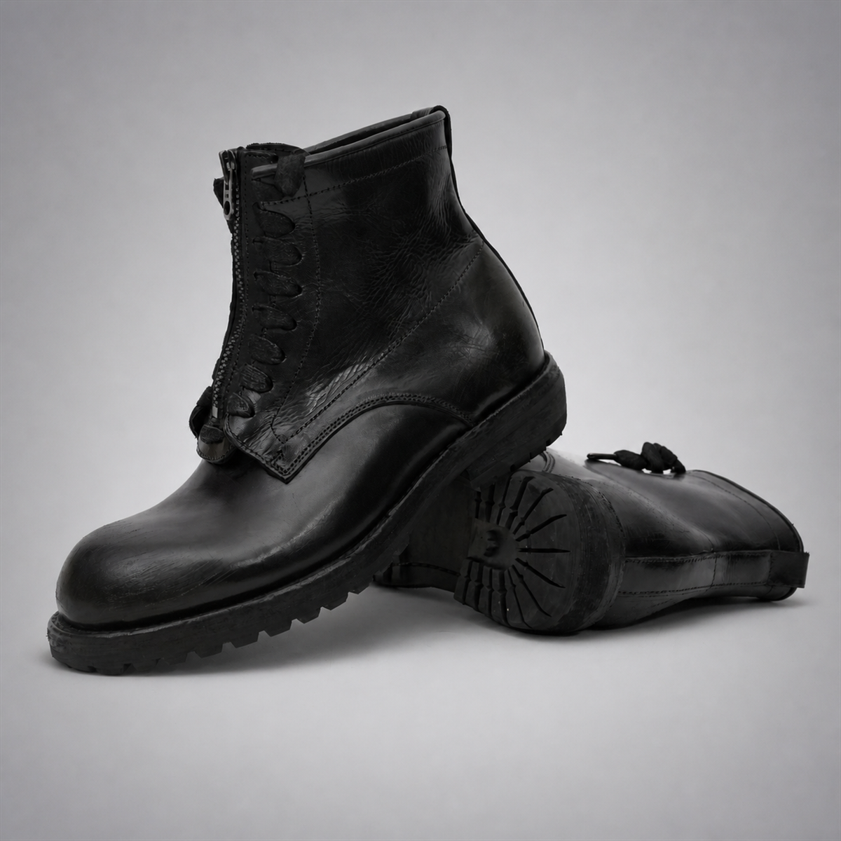 VanPasch Atlas Plain-Toe Service Boot in Black Leather