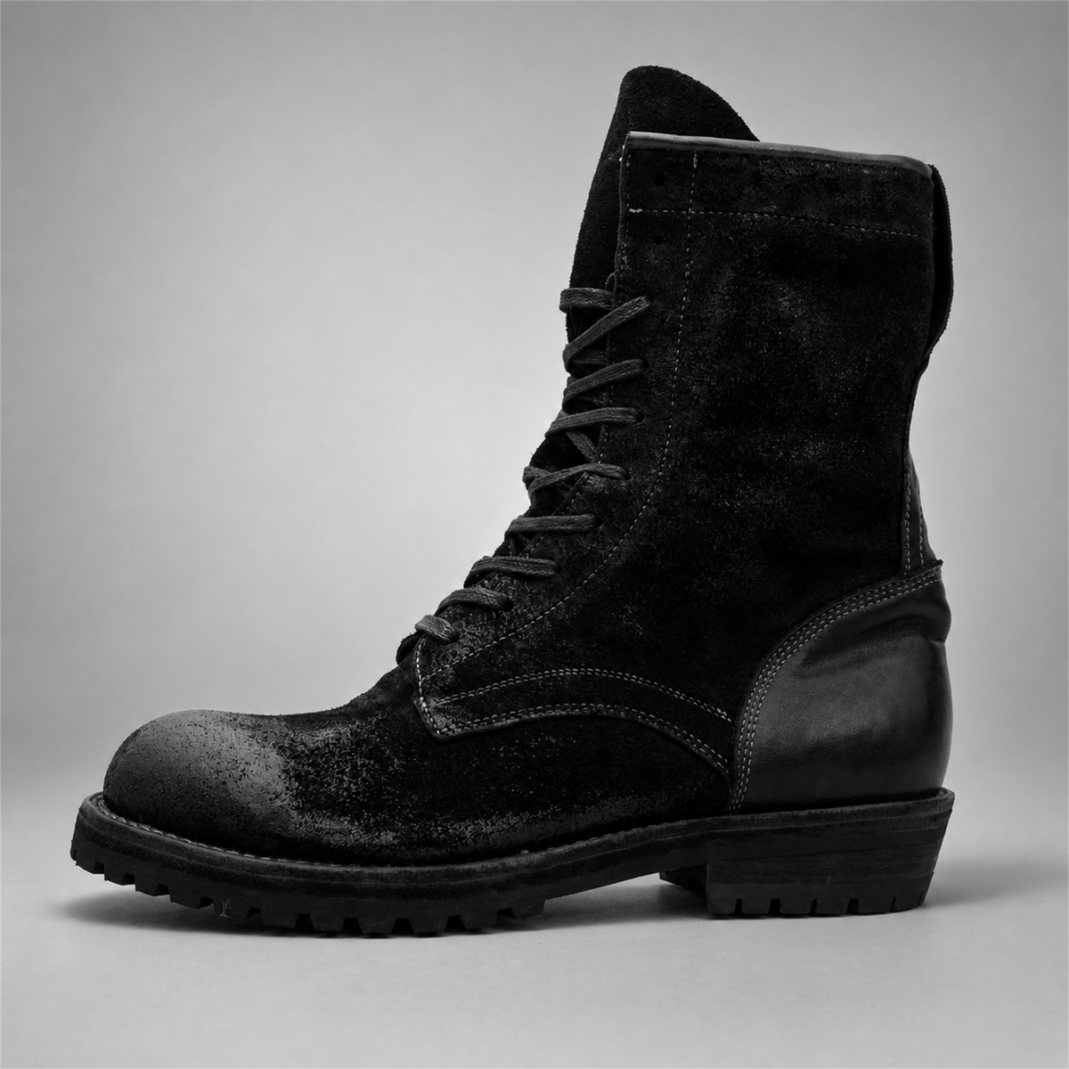 VanPasch Ridgeway Tall Lace-Up Boot in Black Leather, side view