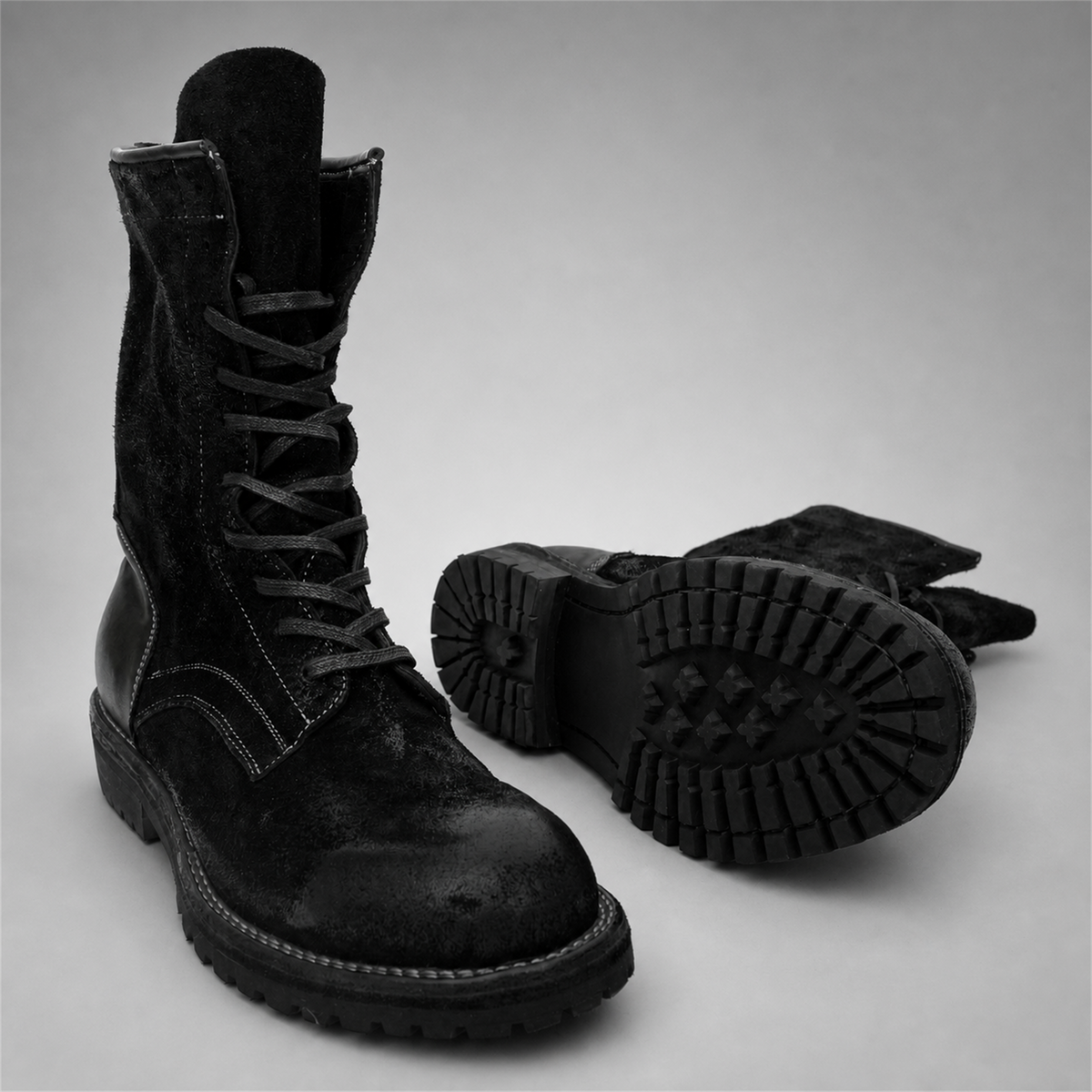 VanPasch Ridgeway Tall Lace-Up Boot in Black Leather