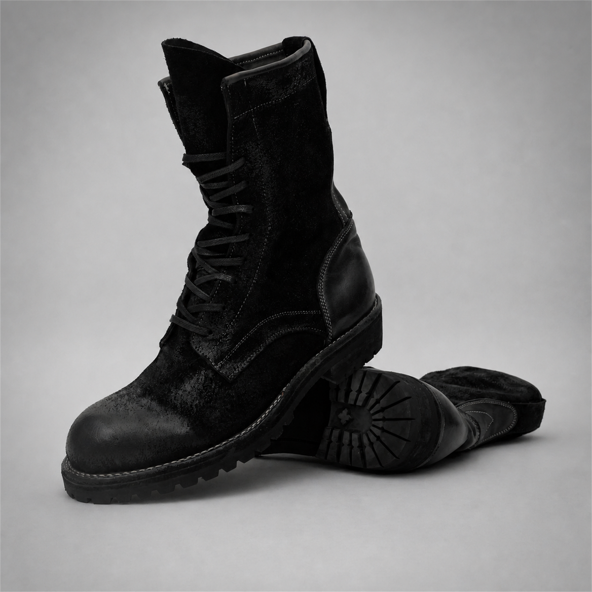 VanPasch Ridgeway Tall Lace-Up Boot in Black Leather