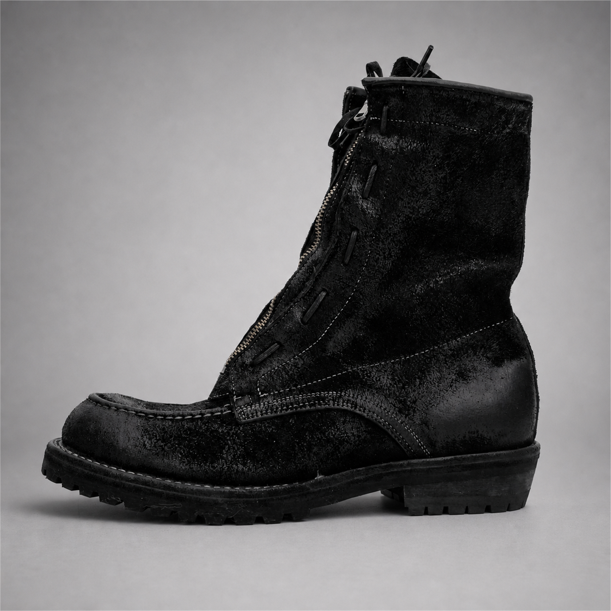 VanPasch Ironwood Tall Moc-Toe Boot in Black Leather, side view