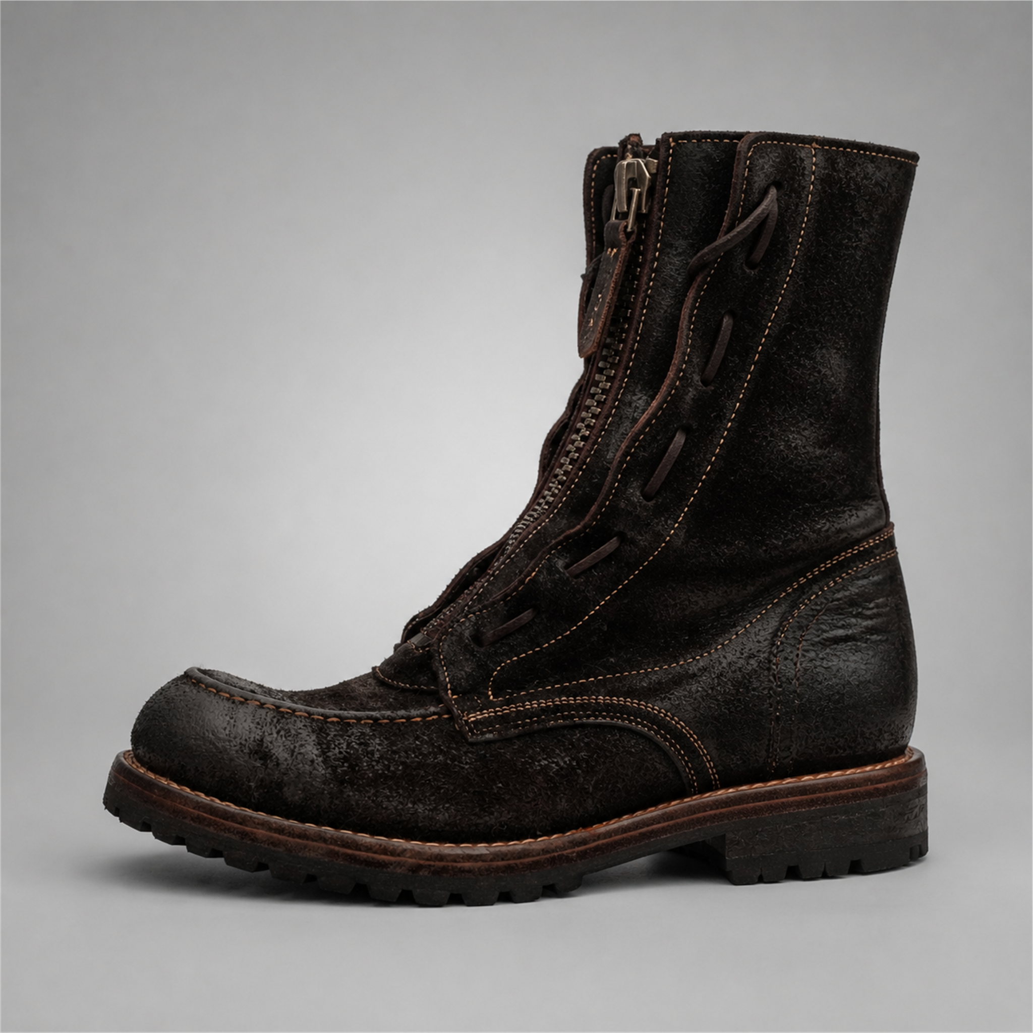 VanPasch Ironwood Tall Moc-Toe Boot in Coffee Brown Leather, side view