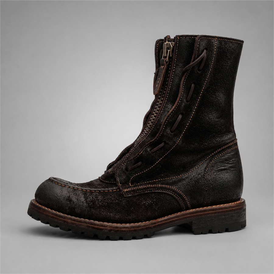 VanPasch Ironwood Tall Moc-Toe Boot in Coffee Brown Leather, side view