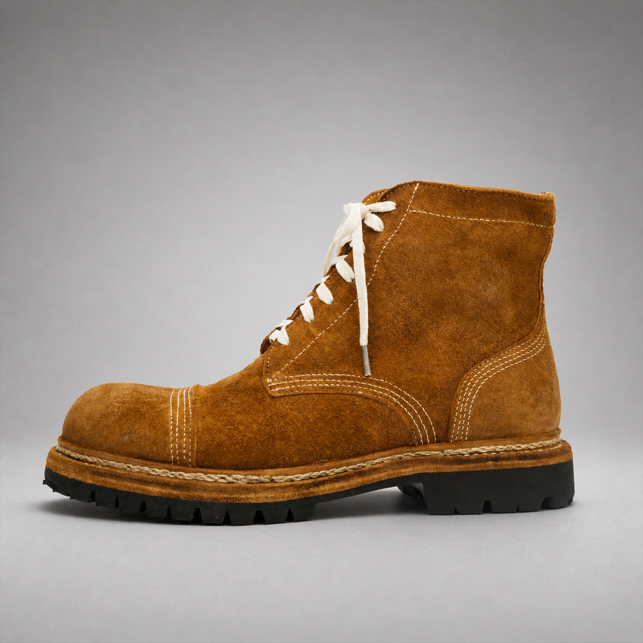 VanPasch Hawthorne Cap-Toe Service Boot in Rust Brown Leather, side view