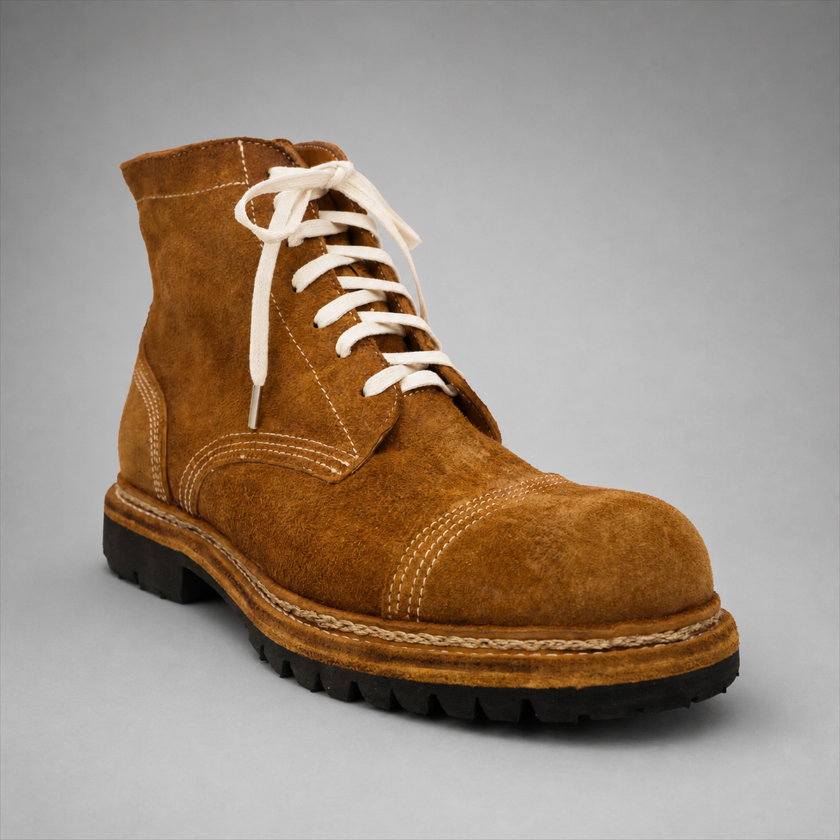 VanPasch Hawthorne Cap-Toe Service Boot in Rust Brown Leather