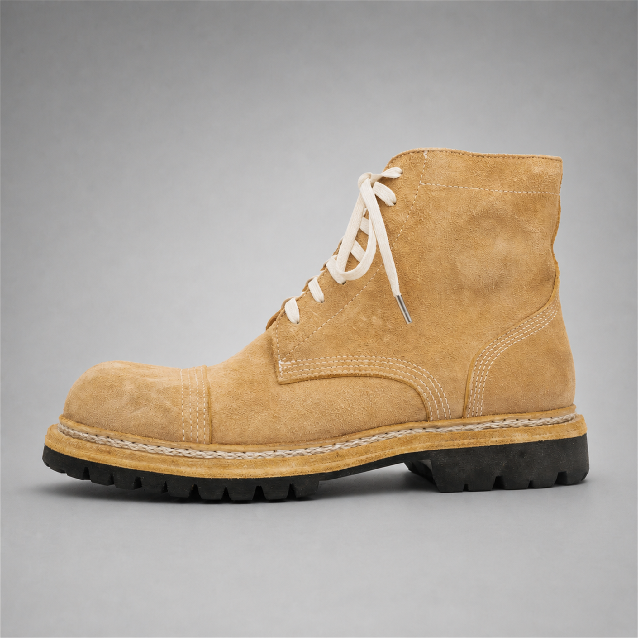 VanPasch Hawthorne Cap-Toe Service Boot in Caramel Brown Leather, side view