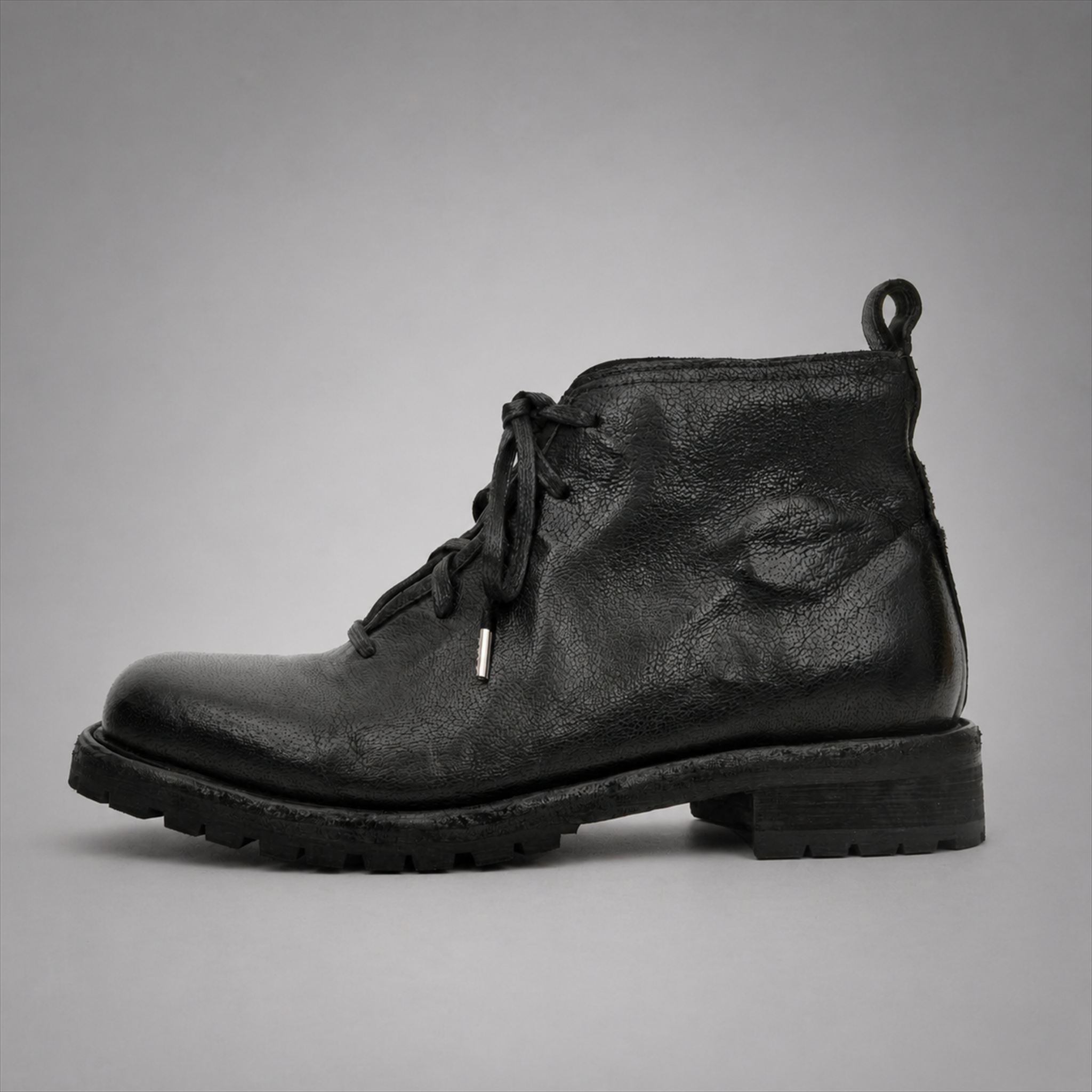 VanPasch Forge Plain-Toe Service Boot in Black Leather, side view