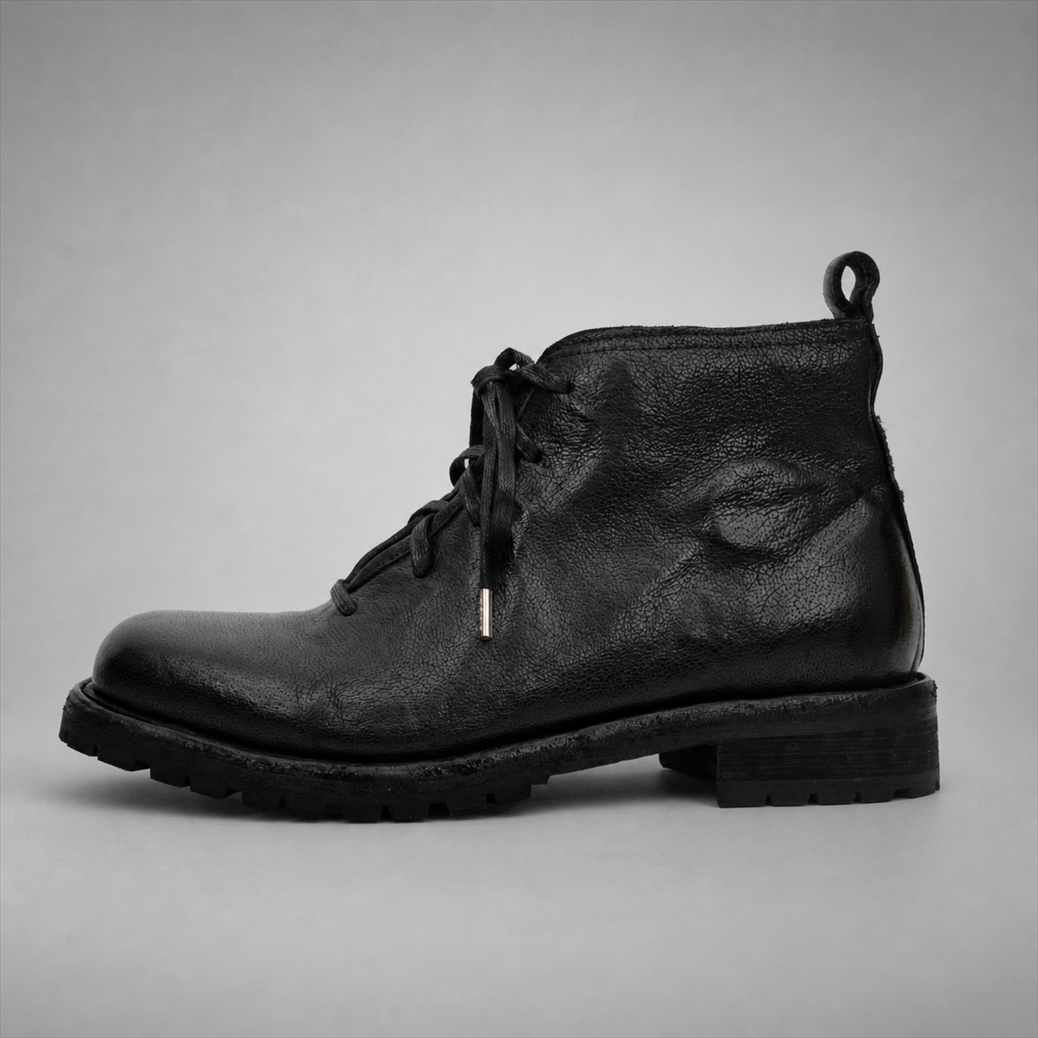 VanPasch Ranger Plain-Toe Service Boot in Black Leather, side view