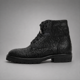 VanPasch Blackthorn Textured Service Boot in Black Leather, side view