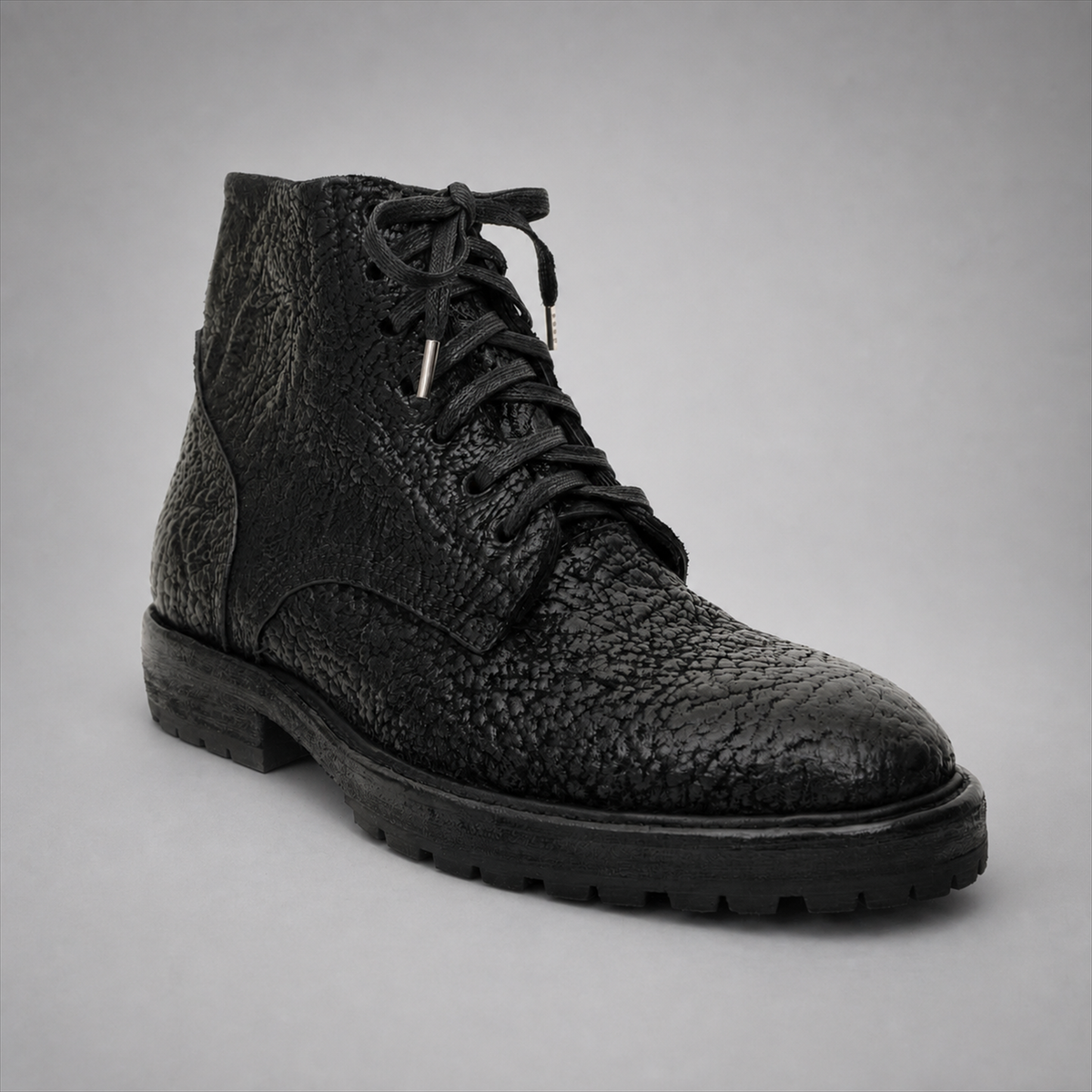 VanPasch Blackthorn Textured Service Boot in Black Leather