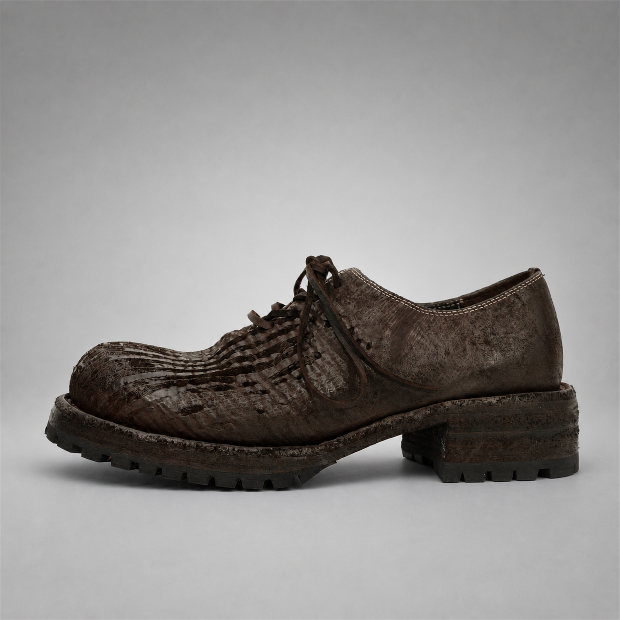VanPasch Sawyer Plain-Toe Derby in Coffee Brown Shell Cordovan, side view