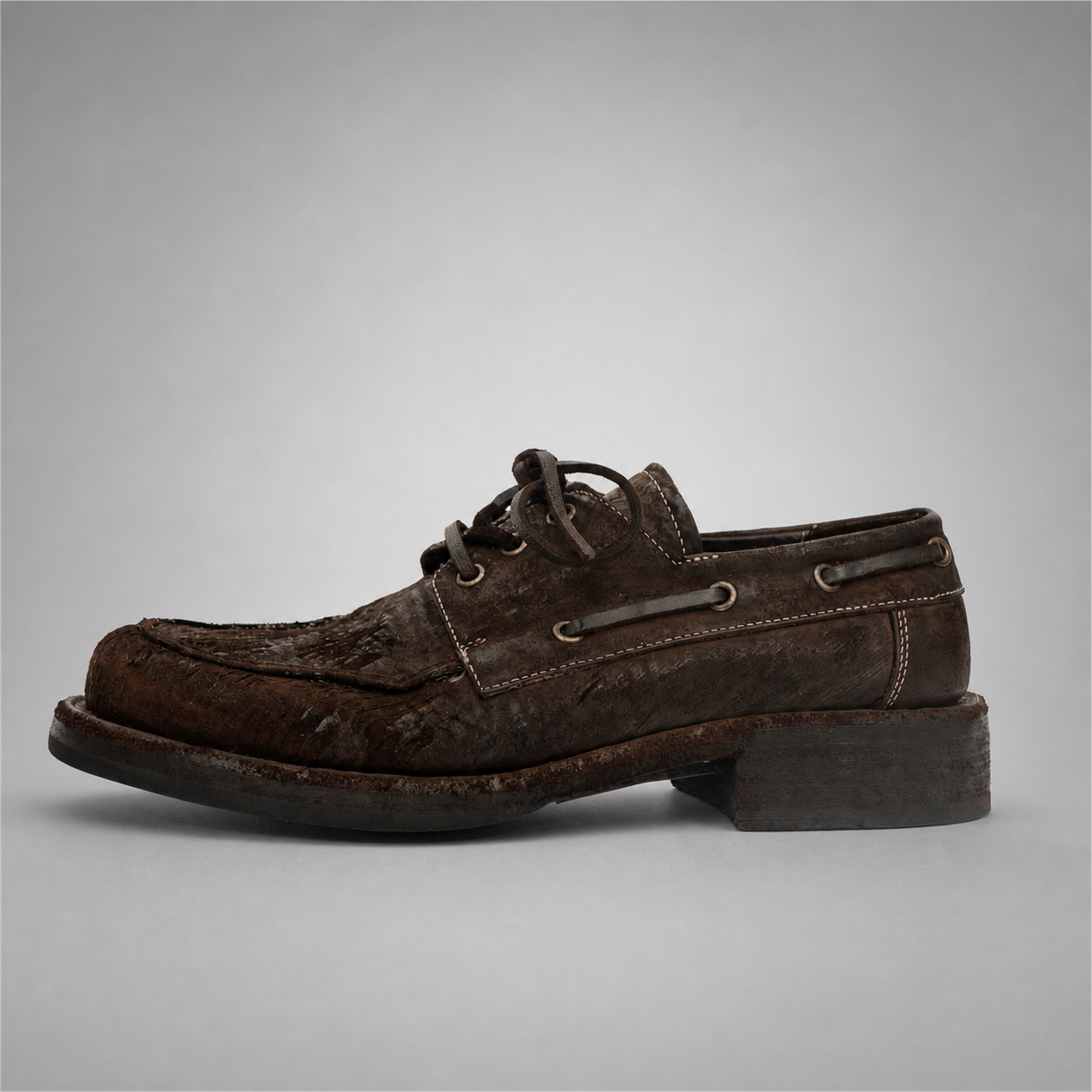 VanPasch Marlow Boat Shoe in Coffee Brown Roughout Shell Cordovan, side view