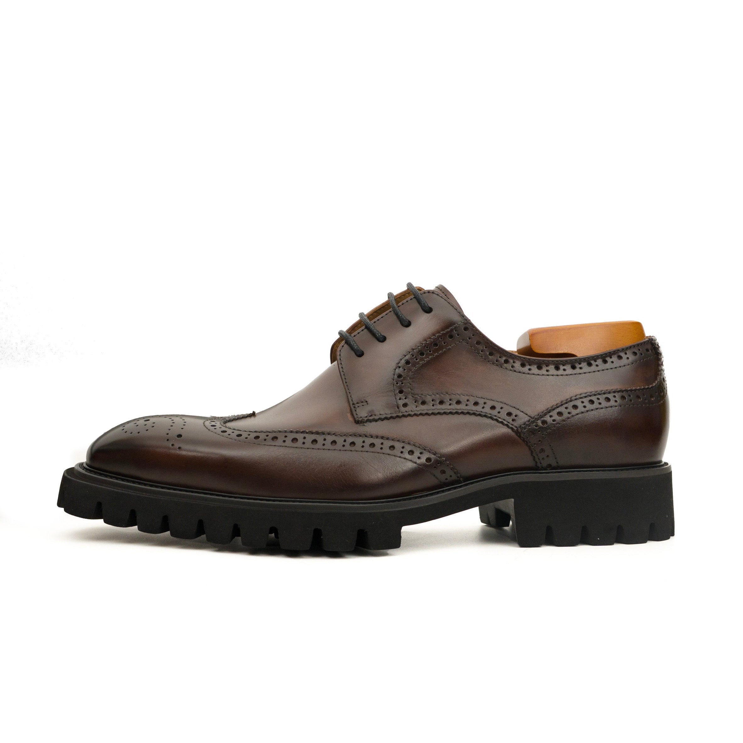 Dark Brown Brogue Lug-Sole Derby – VanPasch