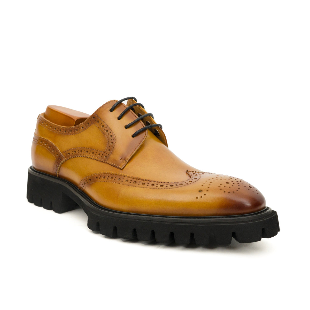 Cognac Brogue Lug-Sole Derby – VanPasch